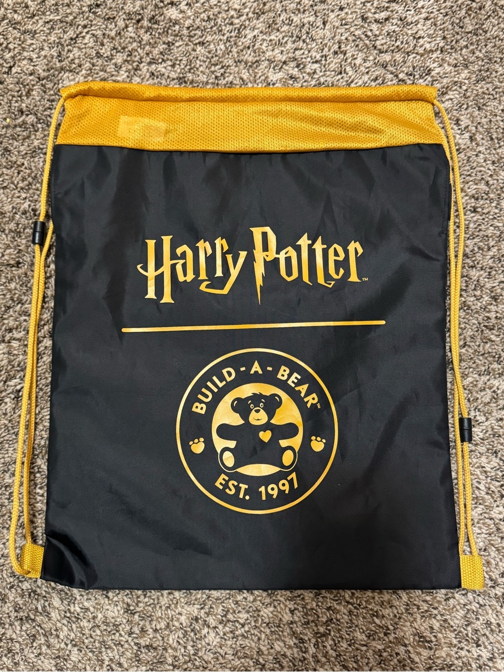 Harry Potter Build a Bear Workshop Backpack Reversible Drawstring black yellow